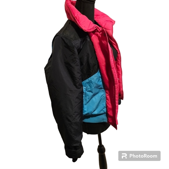 Inside Edge Polyester Filled Black Pink Blue Nylon High Neck Jacket Size S - Picture 4 of 11